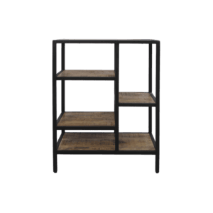 HSM Collection-Open Shelf Cabinet Levels-60x35x81-Natural/Black-Mango/Metal - Black, Mango, Natural, Wit, Wood, Mango, Metal, Wood