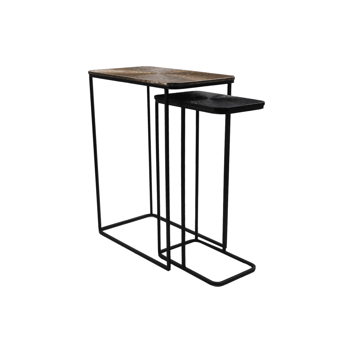 Console Table Fletcher - 60x35x77/40x25x70 - Gold/black - Aluminum/Iron