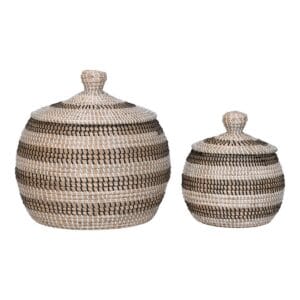 Ipoh Basket - Basket, seagrass, natural/white/black, set of 2 - Black, Natural, White, Natural, Seagrass Ipoh Basket - Basket, seagrass, natural/white/black, set of 2 - Black, Natural, White, Natural, Seagrass