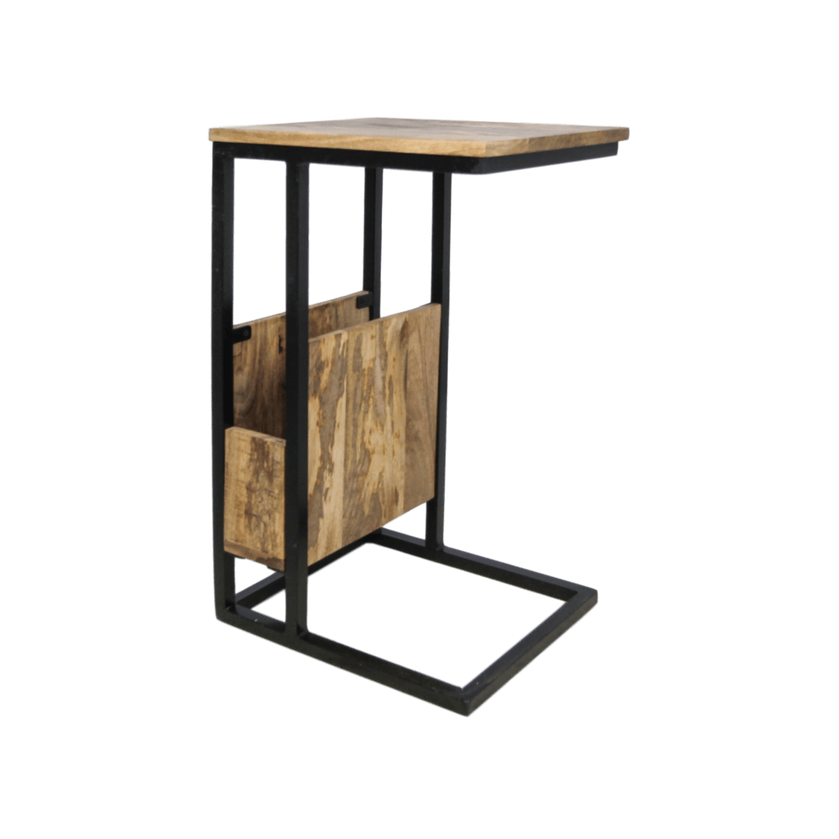 Side table magazine rack - mango wood/iron
