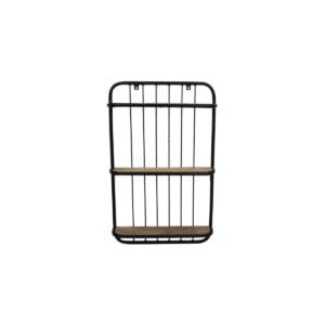 HSM Collection-Wall shelf -50x12x80-Black/Natural-Mango/Metal
