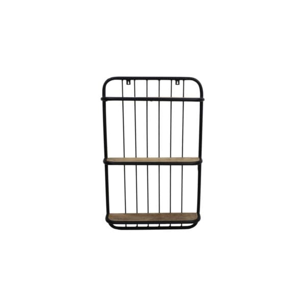 HSM Collection-Wall shelf -50x12x80-Black/Natural-Mango/Metal