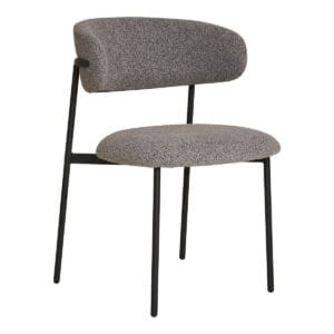 Mira Dining Chair - Light Grey, 59x55x79.5cm - Set of 2 - Black, Fur, Grey, Wood, Metal, Polyester, Steel, Wood