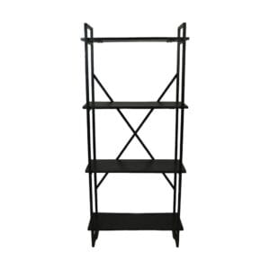 HSM Collection-Shelving unit 4 Shelves-80x35x180-Black-Mango/Metal - Black, Mango, Natural, Wit, Wood, Natural, Glas, Glass, Mango, Metal, Wood, Kitchen, Living