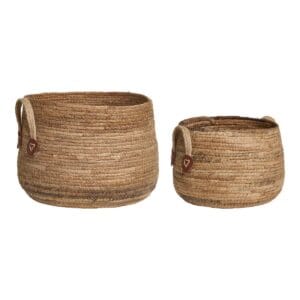 Aosta Baskets - Brown, Natural, Wood, Natural, Banana Leaf, Wood