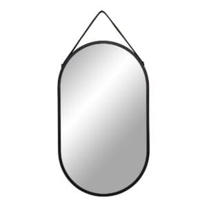 Trapani Mirror - Black - Black, White, Wit, Leather, Metal, Steel