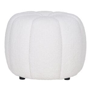 Paisley Pouf - Off-white, White, Polyester