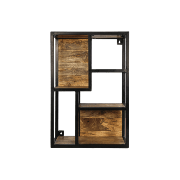 HSM Collection-Wall rack Levels -50x20x75-Natural/Black-Mango/Metal