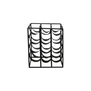 Wine Rack 12 Bottles - 30x32x42 - Black - Metal / Leather - Black, Leather, Metal, Steel
