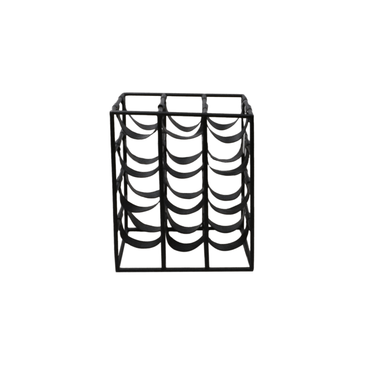Wine Rack 12 Bottles - 30x32x42 - Black - Metal / Leather