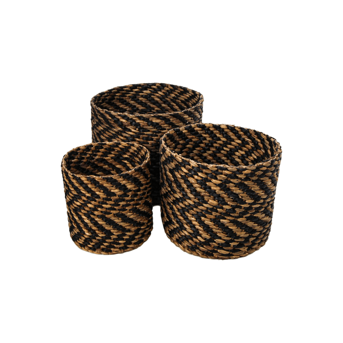 3 Piece Basket Set - black/natural