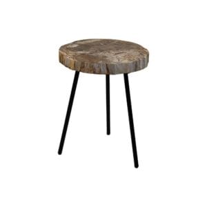 Coffee Table Round - ø40X44x54 - Natural/Black - Natuurstone/metal - Black, Natural, Wit, Natural, Metal, Stone, Living