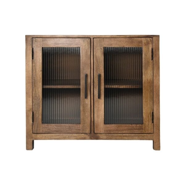 Display cabinet with Glass - 80x40x70 - Natural - Mangowood/Glass