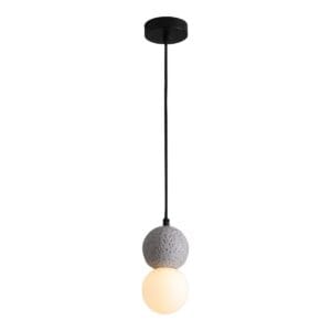 Leeds Pendant - Pendant in grey, ball shaped, 150 cm fabric cord - Grey, Glas, Glass