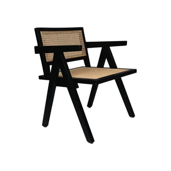 Fauteuil  - 58x60x79 - Black/Natural - Mahogany/rotan
