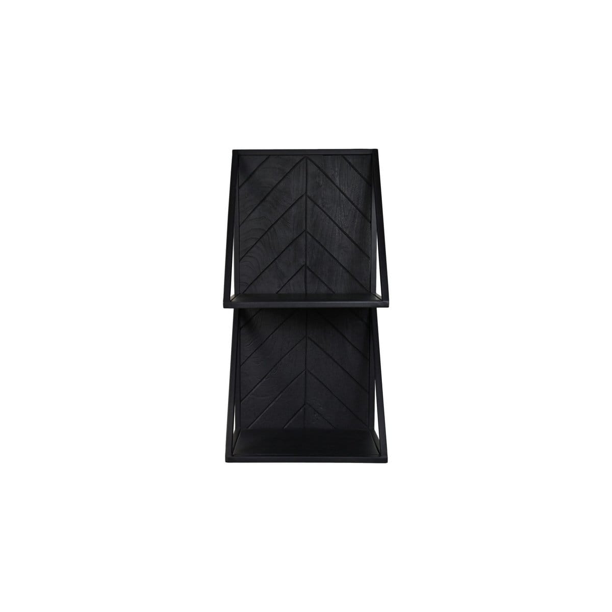 HSM Collection-Double Wall Shelf -30x20x60-Black-Mango/Metal