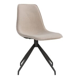 Monaco Dining chair - Dining Chair with Swivel, sand with black legs, HN1230 - set of 2 - Black, Sand, Wit, Wood, Polyester, Steel, Wood