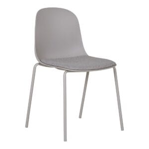 Madalena Dining Chair - Light Grey, 48x42cm - Set of 2 - Fur, Grey, Metal, Polyester, Steel