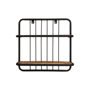 HSM Collection-Wall shelf -50x12x50-Natural/Black-Mango/Metal - Black, Iron, Mango, Natural, Wood, Iron, Mango, Metal, Wood, Kitchen, Living