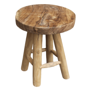 Round stool - natural - teak - Natural, Teak, Wood, Natural, Rust, Teak, Wood, Solid, Living, Teak