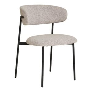 Mira Dining Chair - Sand, 59x55x79.5cm - Set of 2 - Beige, Black, Fur, Sand, Wood, Metal, Polyester, Steel, Wood