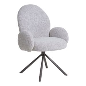 Lana Dining Chair - Sand, 69x65x91.5cm - Black, Fur, Grey, Sand, Wood, Metal, Steel, Wood