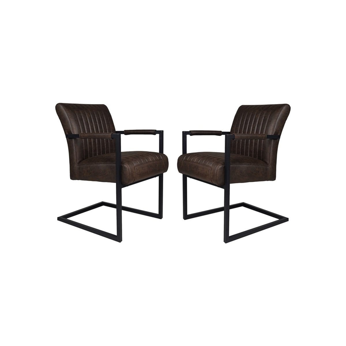HSM Collection-Dining Room Chair Texas With Arm S/2-55x50x85-Espresso/Black-Leather/Metal