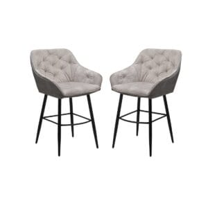HSM Collection-Bar chair Liverpool S/2-56x61x97-Cream/Black-Fabric/Metal - Black, Cream, Wit, Soft, Metal, Velvet