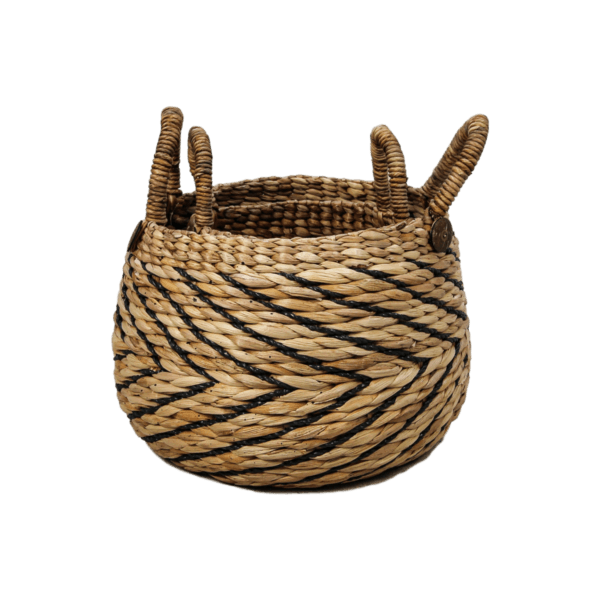 2 Piece Storage Basket Set - natural/black - Water Hyacinth