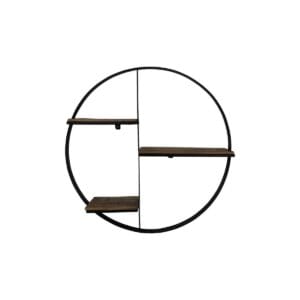 HSM Collection-Round Wall Rack-80x16x80-Natural/Black-Mango/Metal - Black, Mango, Natural, Wit, Wood, Mango, Metal, Wood