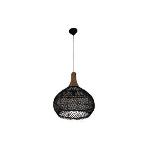 Hanging lamp Rotan - 43x43x46 - Black/Natural - Rotan/teak - Black, Natural, Teak, Wood, Natural, Rattan, Teak, Wood