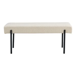 Swindon Bench - Bench in bouclé, white with black legs, 100x36x42,5 cm, HN1232 - Black, White, Wit, Wood, Metal, Polyester, Steel, Wood, Bed, Living Swindon Bench - Bench in bouclé, white with black legs, 100x36x42,5 cm, HN1232 - Black, White, Wit, Wood, Metal, Polyester, Steel, Wood, Bed, Living