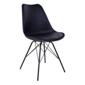 Oslo Dining Chair - set of 2 - Black, Wit, Leather, Metal