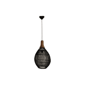 Hanging lamp Rotan - 34x34x58 - Black/Natural - Rotan/teak - Black, Natural, Teak, Wood, Natural, Rattan, Teak, Wood