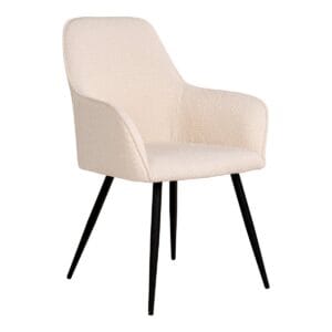 Harbo Dining Chair – Dining Chair in bouclé, white with black legs – set of 2