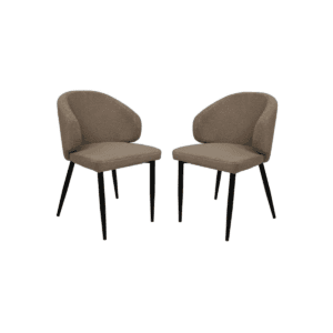 Diningroomchair Yuna - Taupe - Teddy/metal - Set of 2 - Black, Red, Taupe, Wit, Soft, Metal, Polyester