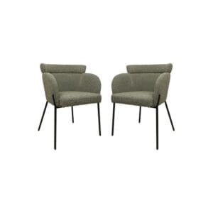 Diningroomchair Luca Set of 2 - 57x60x81 - lightGrey/Black - Teddy/bouclé/metal - Black, Grey, Red, Wit, Soft, Metal, Polyester