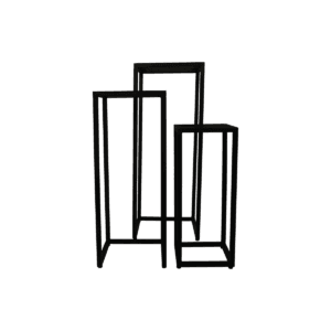 Plant stand Verona - 35x35x90/30x30x75/25x25x60 - Black - Mango wood/iron - Black, Iron, Mango, Wood, Iron, Mango, Wood
