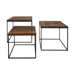 Coffee table set Austin - recycled Java wood/iron - Iron, Wood, Iron, Wood