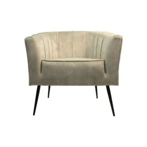 Fauteuil Chester - 72x71x80 - White/Black - Adore 01 - Beige, Black, White, Wit, Soft, Metal, Velvet