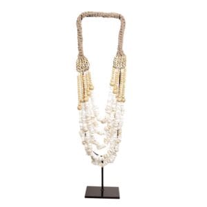 J38 Shell Necklace - Beige, Gold, White, Gold
