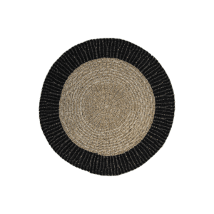 Rug – ø150 cm – raffia/seagrass – natural/black