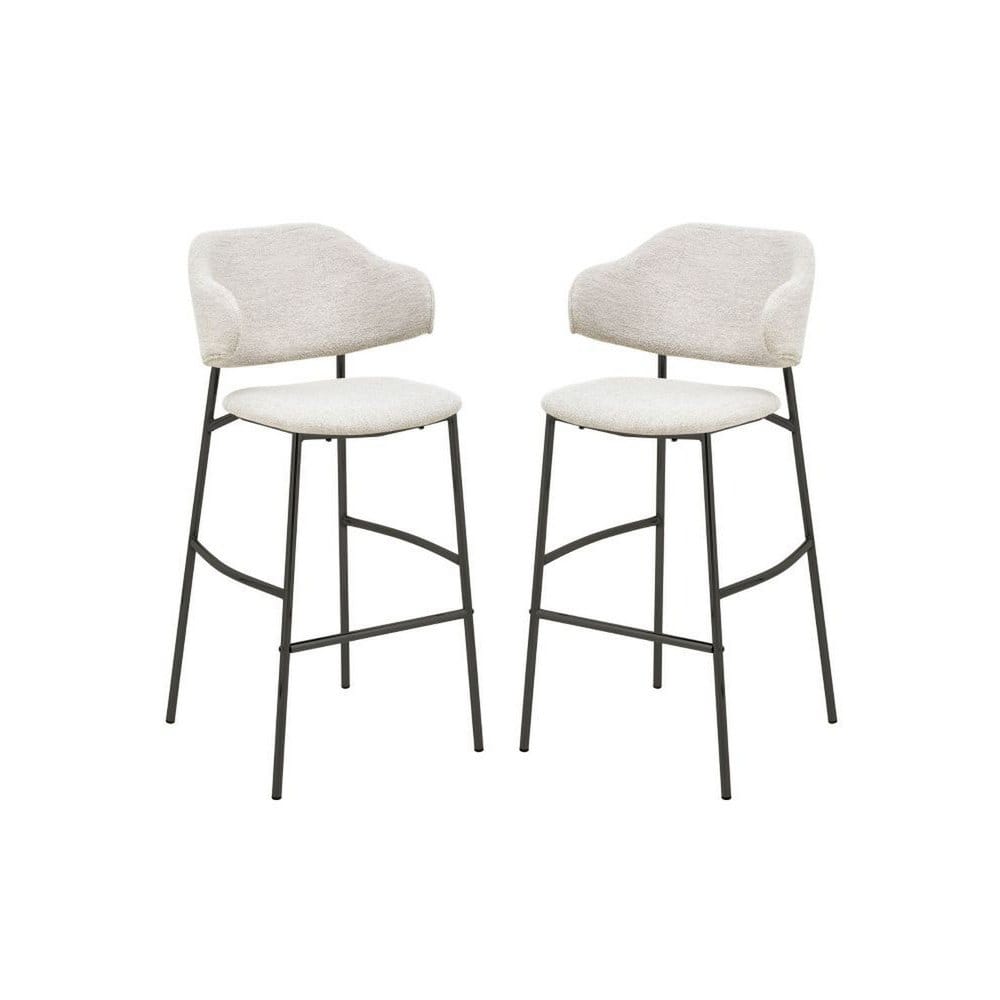HSM Collection-Bar chair Tracy S/2-50x55x95-White/Black-Fabric/Metal