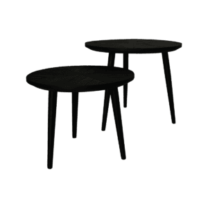 Round Side Tables Verona - 60x60x50/50x50x40 - Black - Mango wood/iron - Black, Iron, White, Wit, Wood, Iron, Mango, Wood