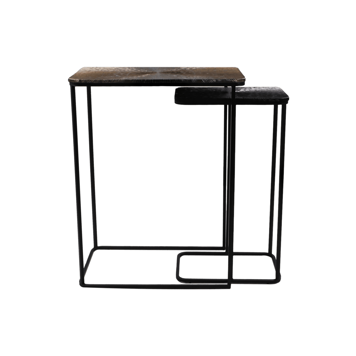 Console Table Fletcher - 60x35x77/40x25x70 - Gold/black - Aluminum/Iron