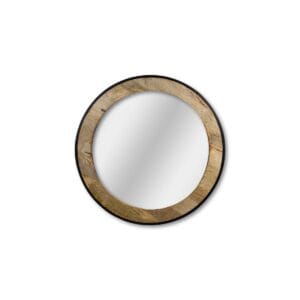 HSM Collection-Round Mirror-ø90x5-Black/Natural-Mango - Black, Mango, Natural, Wood, Mango, Wood, Bed, Living