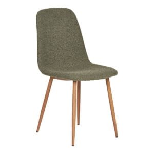 Stockholm Dining Chair - Dark Green, 47x40cm - Set of 2 - Brown, Dark green, Fur, Green, Wit, Dark green, Polyester, Steel, Wood