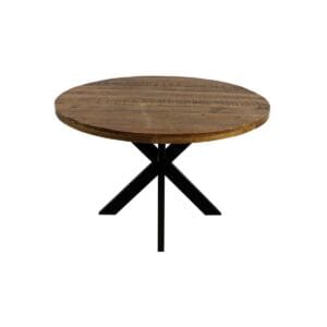 HSM Collection-Round Dining Table Melbourne-120x120x76-Natural/Black-Mango/Metal - Black, Brown, Gold, Natural, Pink, Gold, Mango, Metal, Wood