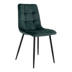 Middelfart Dining Chair - set of 2 - Black, Dark green, Green, Wit, Dark green, Metal, Polyester, Steel, Velvet