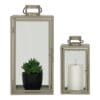 Corfu Lanterns - Green, Steel, Glass, 13/19.5x13/19.5x25.5/40 cm - Set of 2